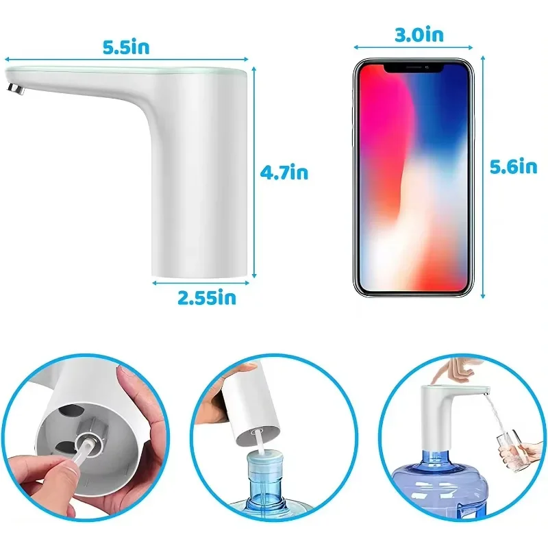 For 1.5 Gallon Automatic Electric Drinking Cold Water Dispenser Pump USB Charging Bottle Switch Portable Dispenser  5w