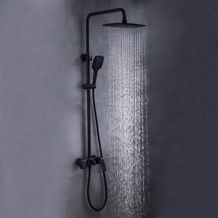 New Design Bathroom Bright Showroom Hot Cold Soft Water Rainfall Mixer Bath & Shower Faucet Set