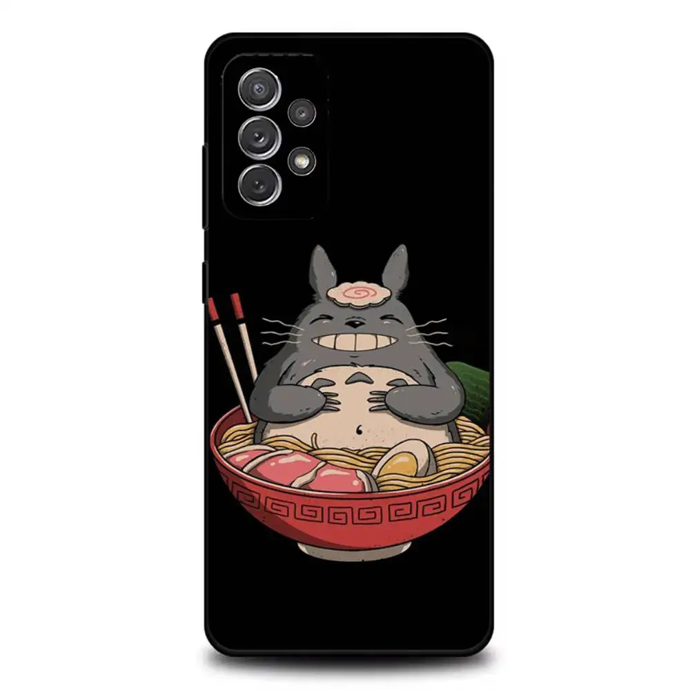 حافظة هاتف CUTE T-TotoroS-ES لهاتف سامسونج S 25,24,23,22,30,21,10,9,Ultra,Plus,Lite,FE,4,5G حافظة ناعمة سوداء