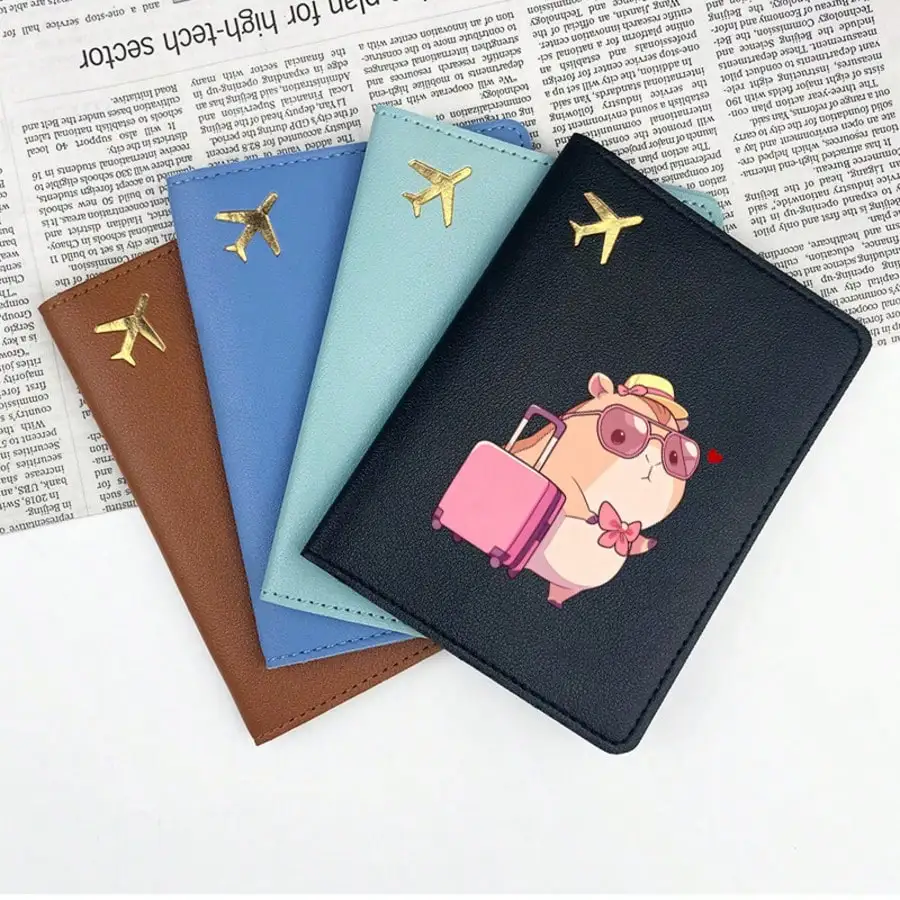 Reisepasshülle mit Capybara-Muster, 2-teiliges Set, Reisepass- und Ticket-Etui, Leichter Reisekartenhalter – Detail 3