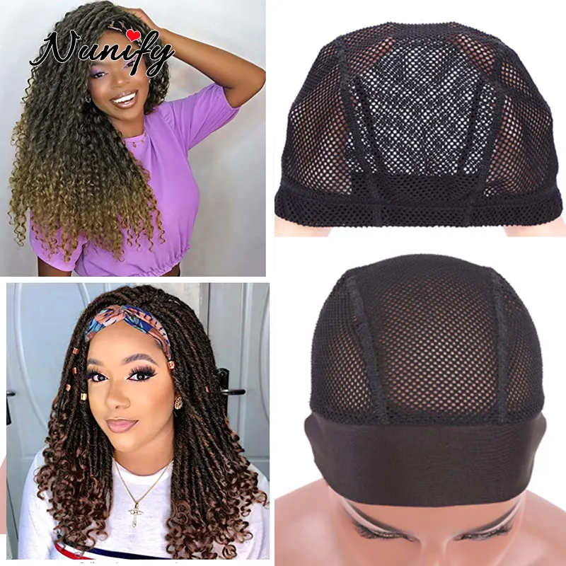 

Crochet Braid Wig Caps For Making Wigs Headband Wig Cap For Braiding Hair With Adjustable Strap Mesh Dome Cap Ventilated Hairnet