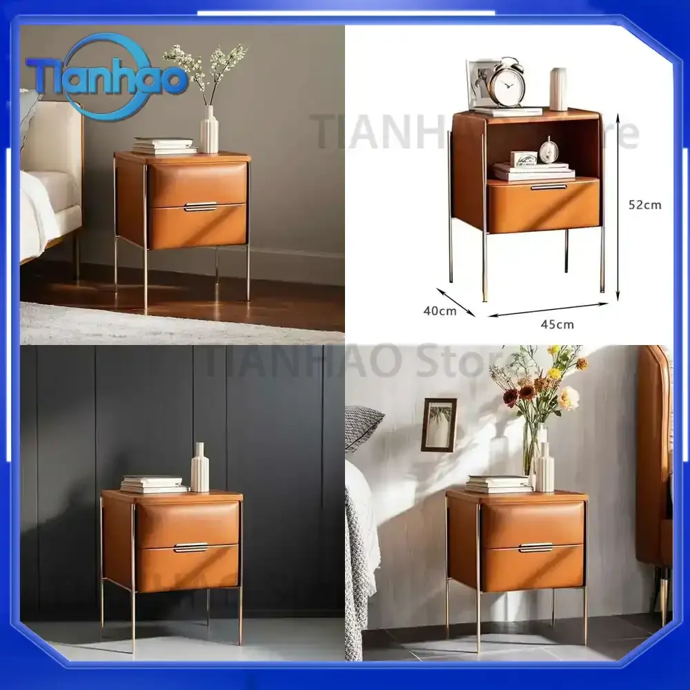 Luxury Simple Nightstand for Modern Nordic Bedroom Aesthetic Trendy Italian Muebles De Dormitorio Bedside Table Furniture