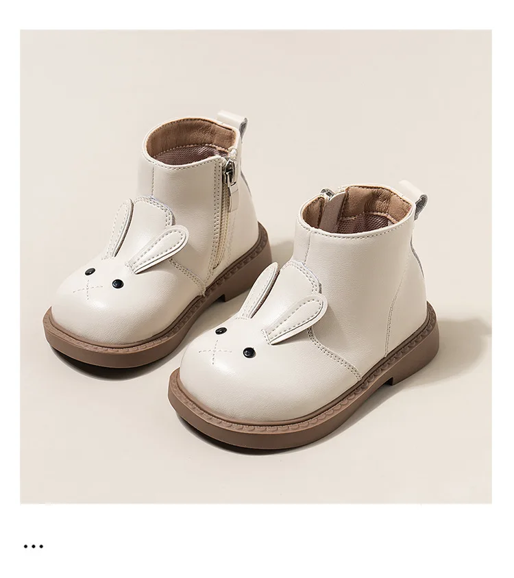 206 Cartoon-Kaninchen-Baby-Stiefeletten für Mädchen im England-Stil, niedliche Hasen-Winterstiefel mit niedrigem Absatz für Kinder und Mädchen – Detail 19