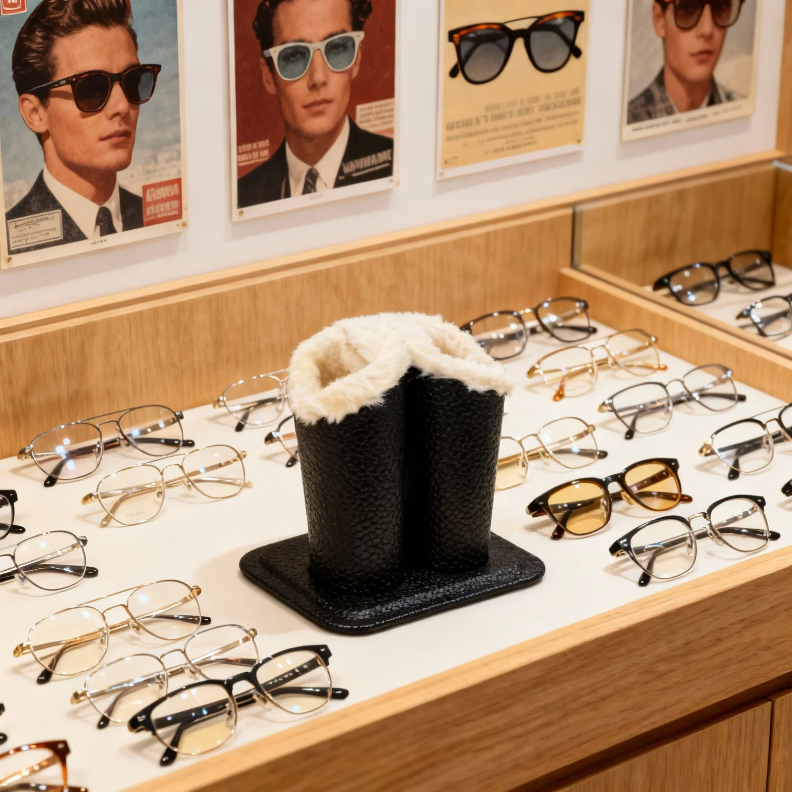 

Double Slot Eyeglass Display Stand Compact Stylish Glasses Holder for Desk Nightstand Table Home Office Use Sunglasses Holder