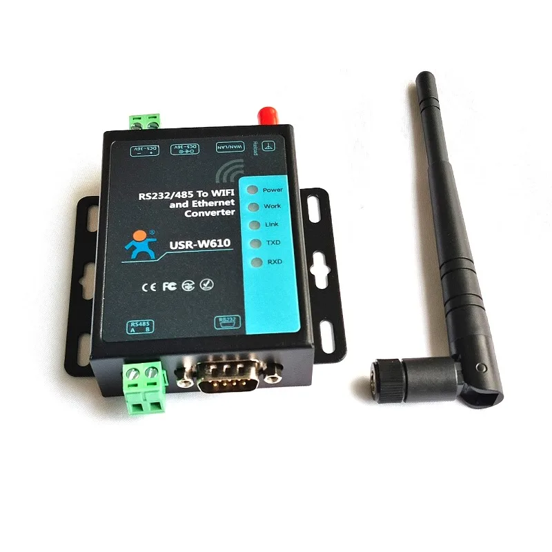 USR-W610 RS232 RS485 Serial to WiFi Ethernet Server Industrial Serial WiFi Device Converter