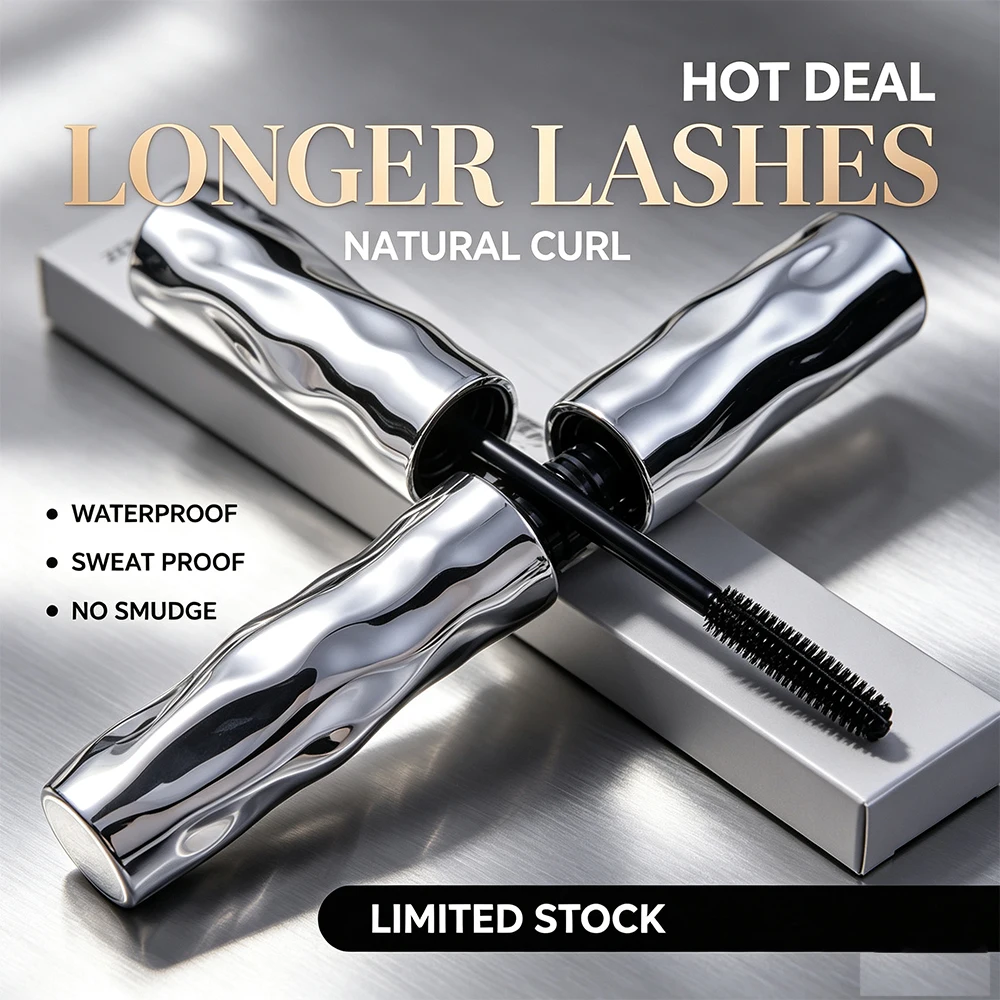 Waterproof Mascara Smudge-Proof Long-Lasting Curling Lengthening Volumizing Natural Lashes Daily Eye Makeup