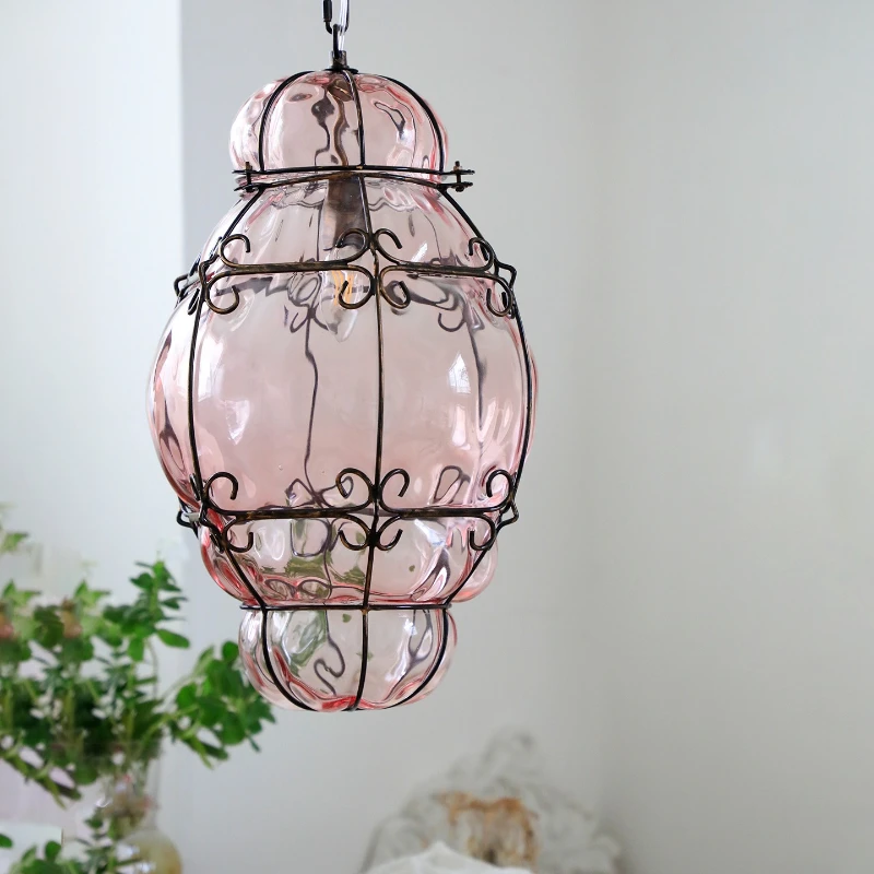 Vintage Painting Medium Bottle Glass Villa Living Room Dining Room Chandelier