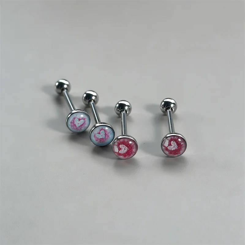 Punk Heart Tongue Stud Titanium Steel Piercing Tongue Ring Sweet and Sexy Body Accessory