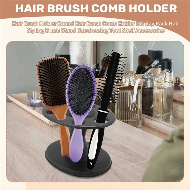 Efficient-1 PCS Hair Brush Holder Black Plastic Display Rack Hair Styling Brush Stand Hairdressing Tool Shelf Accessories