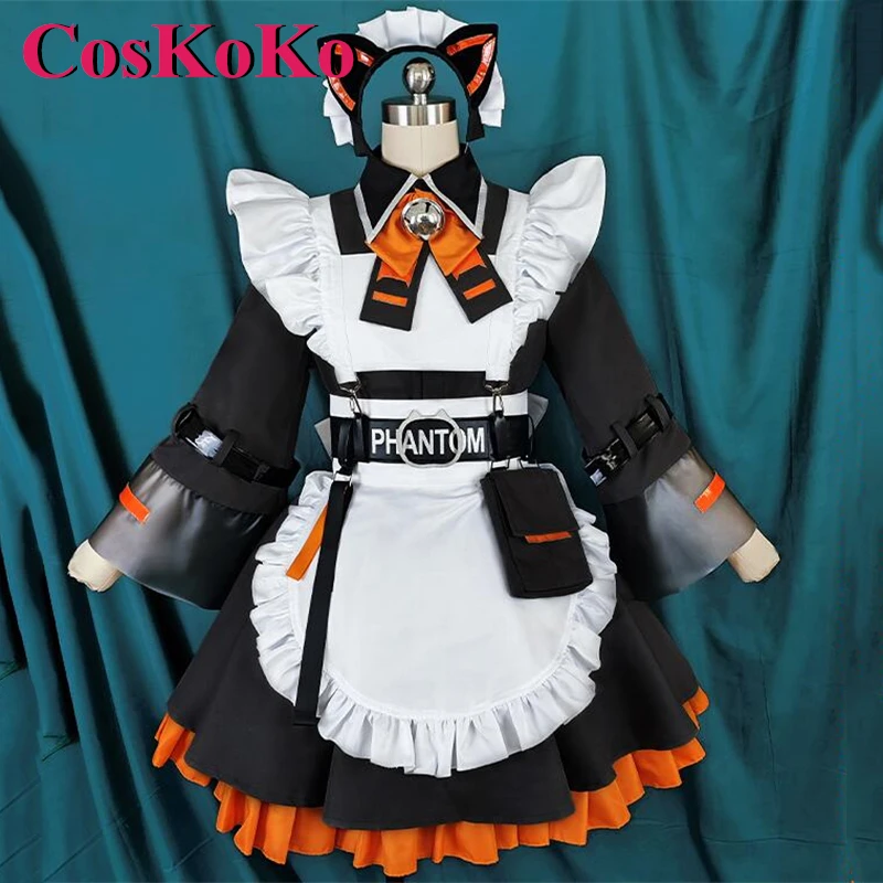 CosKoKo Alban Kno Cosplay Costume Hot Anime Vtuber NIJISANJI Sweet Lovely Maid Dress Women Halloween Party Role Play Clothing