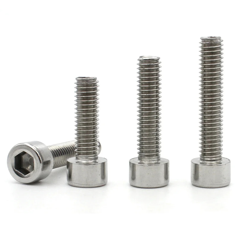 5/10/20/50/100pcs M1.6 M2 M3 M4 M5 M6 M8 DIN912 A2-70 304 Stainless Steel Hexagon Hex Socket No Knurled Cap Head Screw Bolt