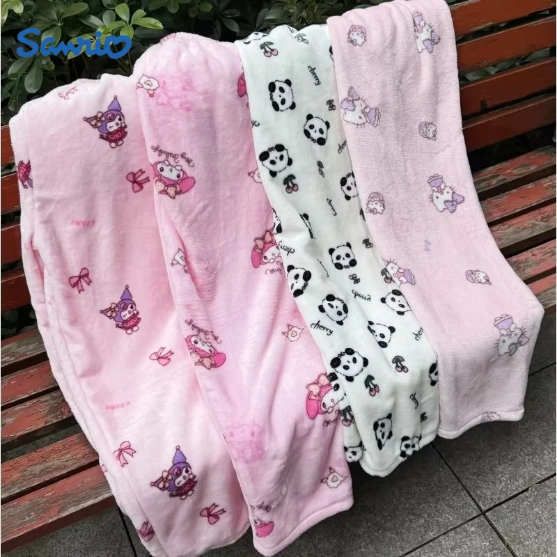 

New Sanrio Autumn Hello Kitty Kuromi Y2k Style Cute Pajama Pants Cartoon Hip Hop Lady Warm Casual Plush Flannel Pants Xmas Gifts