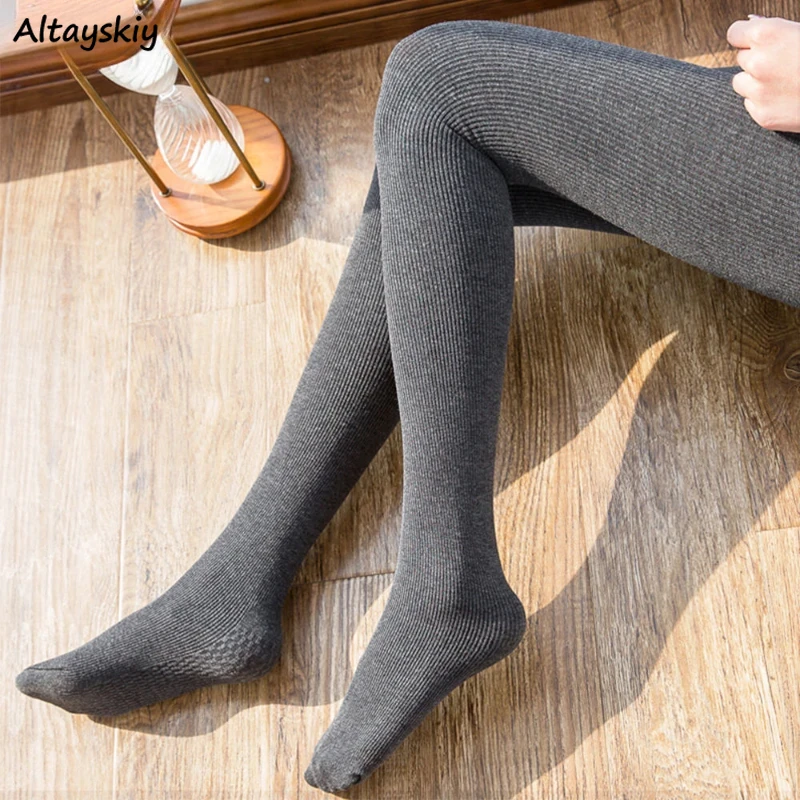 Thermal Pantyhose Solid Slim Warm Plus Velvet Thicker Legging Women Plush Autumn Ladies Winter Fashion All-match Female Students