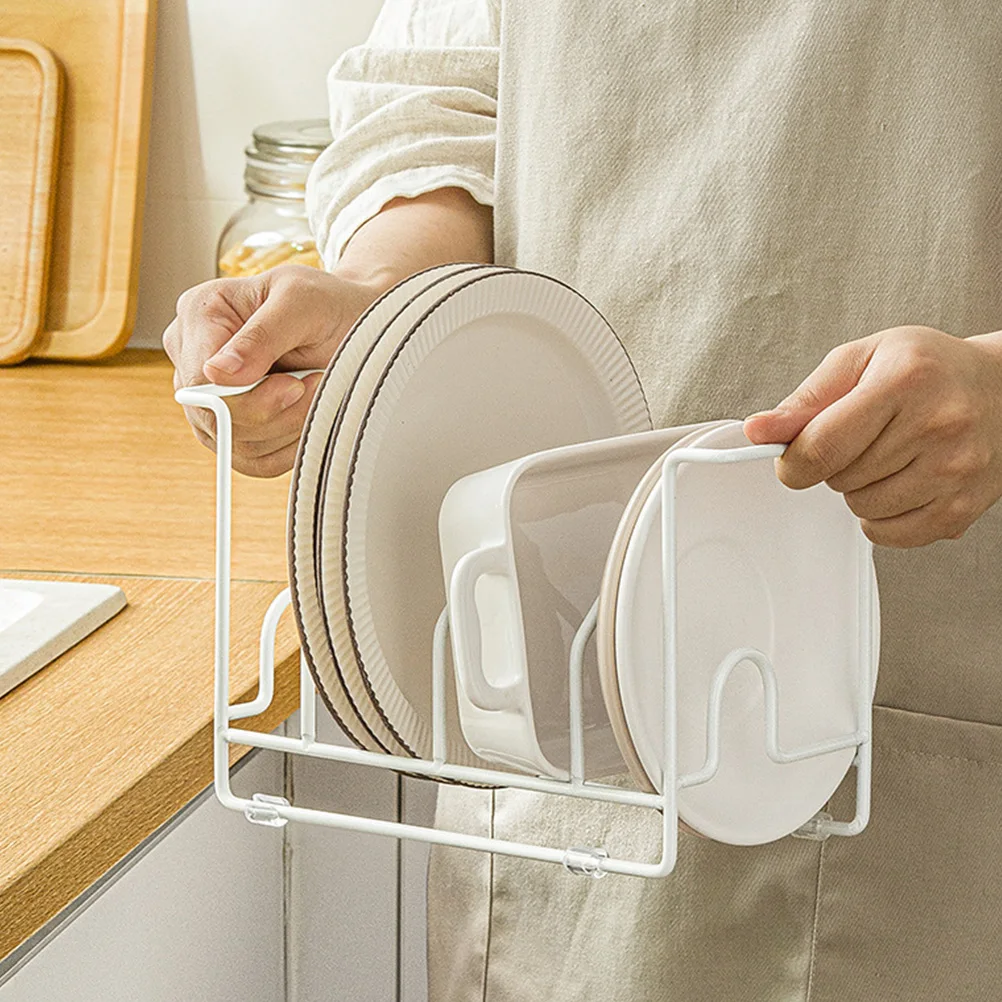 

Multifunctional Bowl Plate Storage Rack White Iron Kitchenware Stand Modern Lightweight Space Saving Dish Drainer Pot for Home