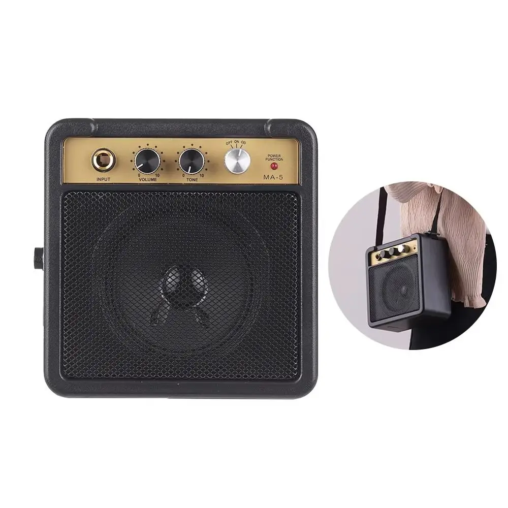 5W Guitar Amp Speaker Low-power Consumption Adjustable volume Acoustic Guitar Amplifier with Back Clip Electric Bass Speaker