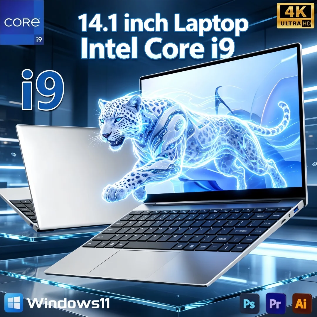 

2026 14.1 Inch FHD Ultra Thin Laptop Win11 DDR4 16GB/32GB RAM 2TB SSD Portable Business Office Notebook PC Intel Core I9