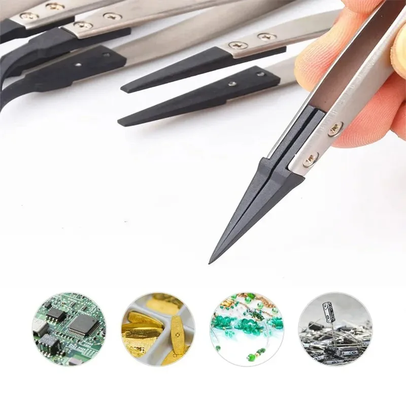 Anti-Static Ceramic Tweezers, Precision Non-Magnetic Tweezers for Electronics Repair, Watchmaking, Jewelry & Lab Use