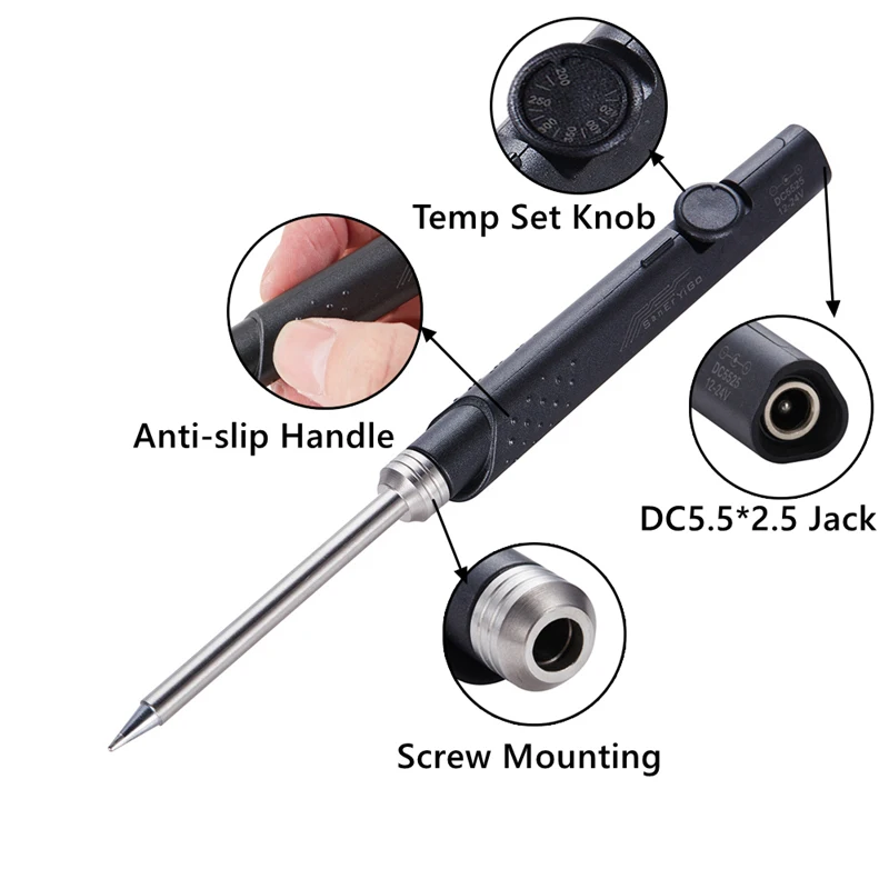 SH72 Solder listrik Mini, Stasiun Las Solder portabel suhu dapat diatur dengan catu daya 24V 3A 220-400 ℃