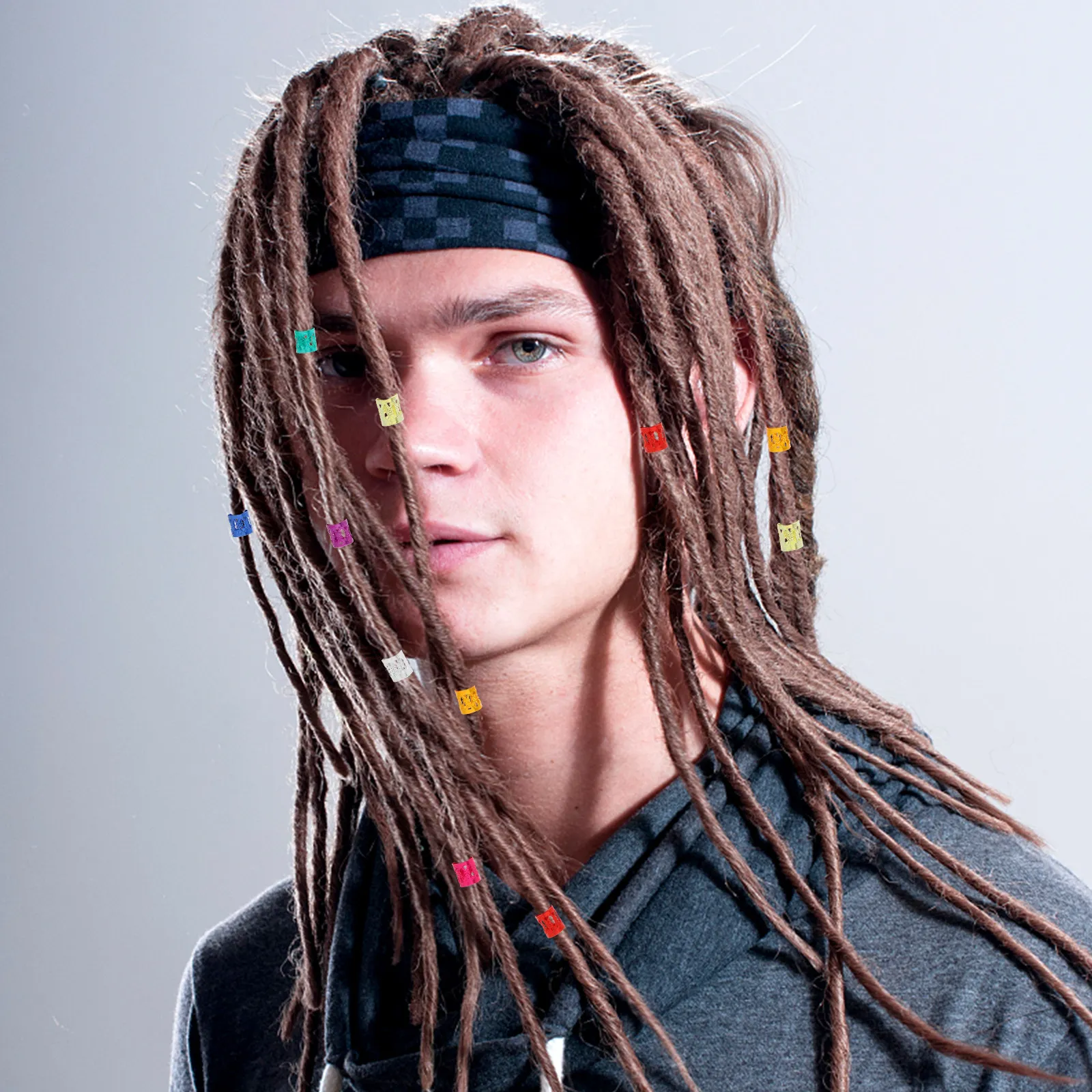 

120Pcs Flexible Rustproof Metal Hair Cuffs Assorted Color Braiding Rings for Dreadlocks Hair Extensions Braid Styling