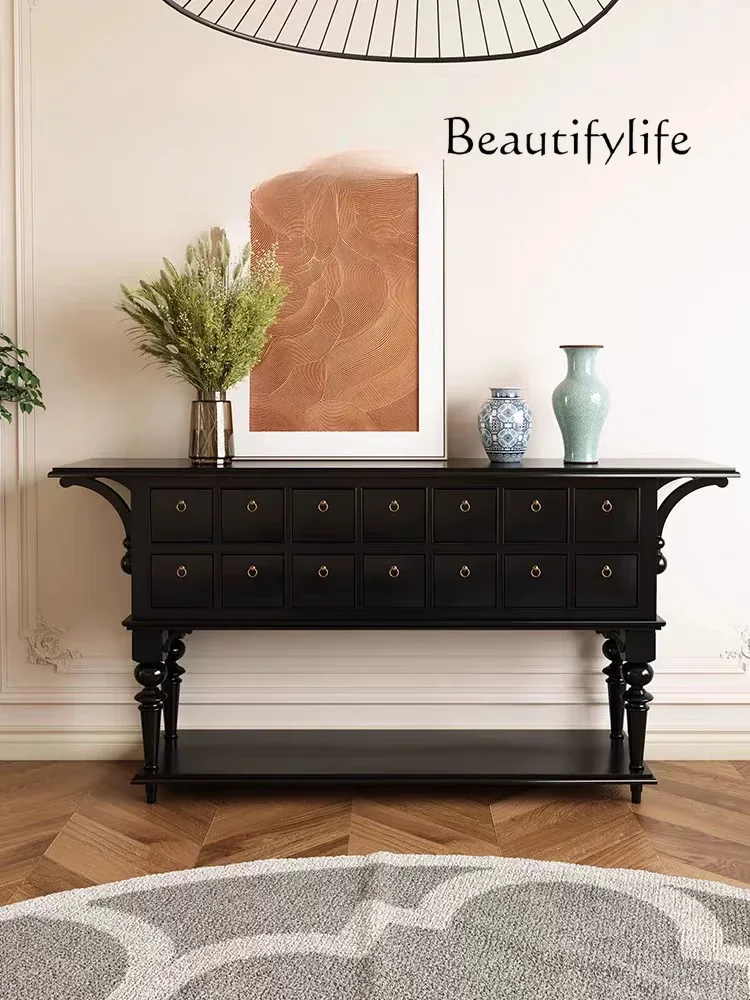 

N French Retro Solid Wood Partition Entrance Cabinet American Multi-Drawer Dining Edge Decoration Storage Cabinet