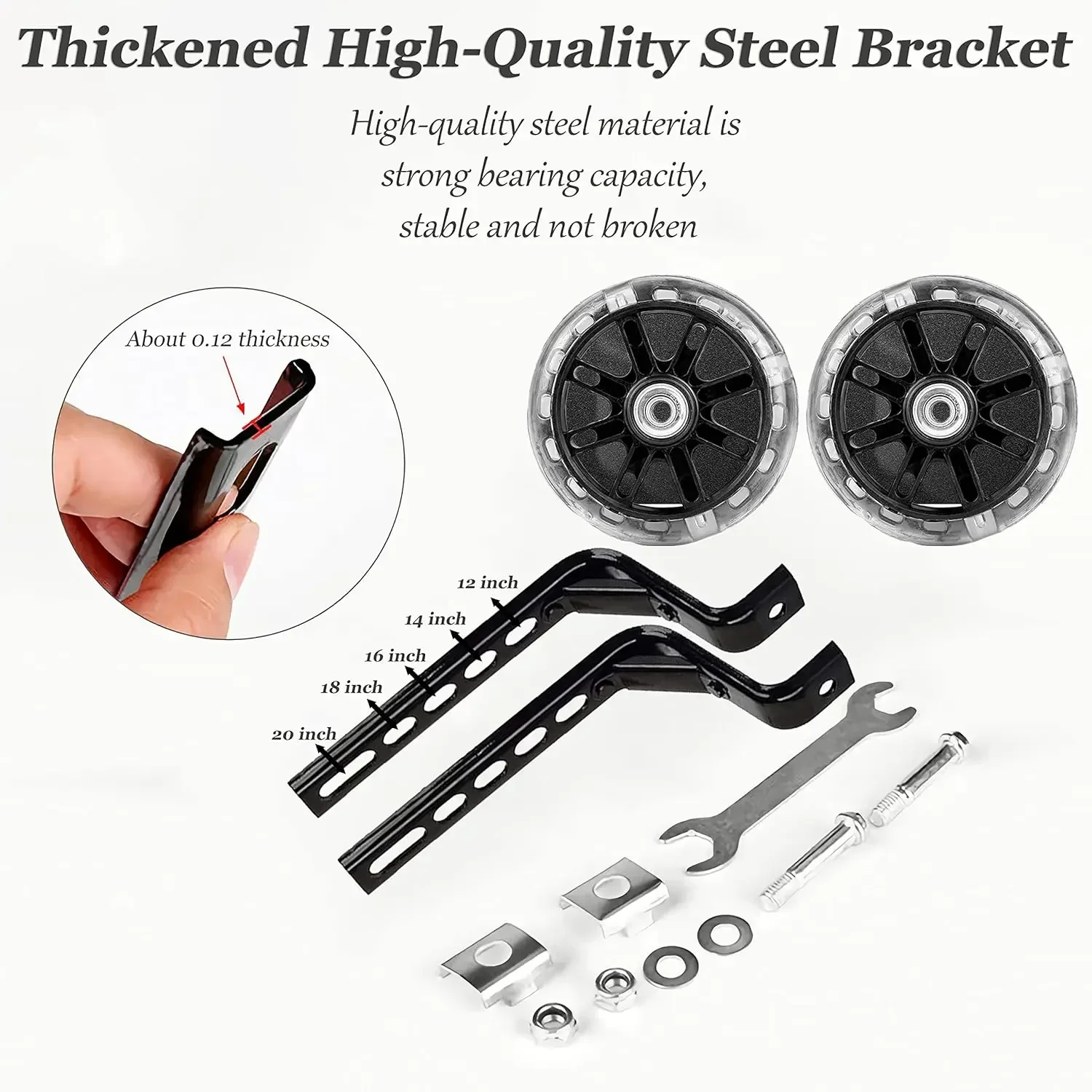 2 pçs acessórios de roda de treinamento de bicicleta resistente ao desgaste equilíbrio silencioso rodas auxiliares crianças equitação universal12-20 Polegada bicicleta