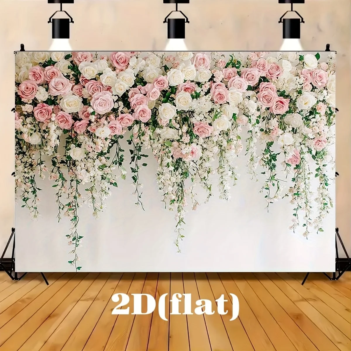 Pink White Rose Flower Wall Tapestry Romantic Wedding Backdrop Bridal Shower Decoration 2D Flat Printing Background ClothElegant