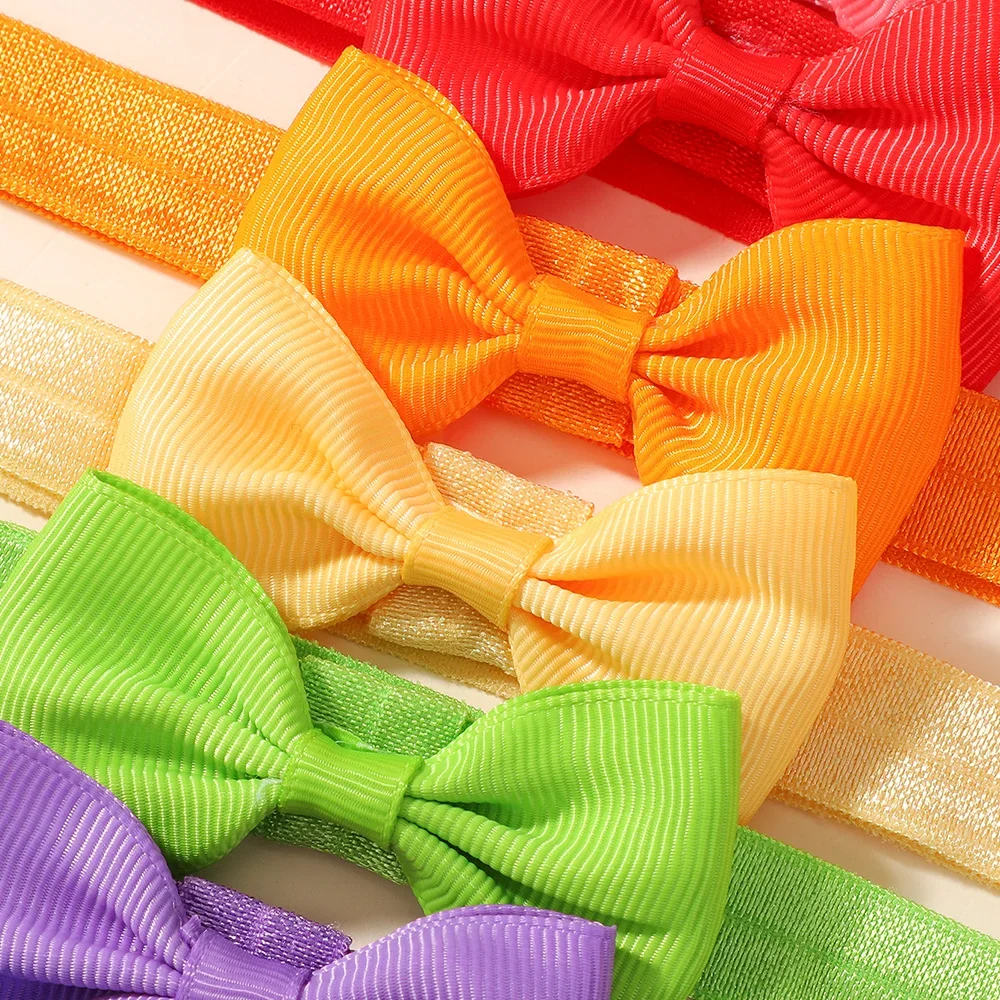 LOVEKIKI 15 قطعة/المجموعة بلون Grograin الشريط Bowknot عقال للفتيات R مرونة العصابات الشعر الرضع إكسسورات شعر الأطفال