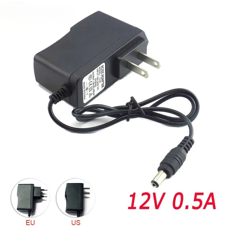 3pcs 500mA Power Converter supply Adapter AC to DC 12V 0.5A Power Supply US Plug Switch 5.5mm x 2.1mm For Strip Light 100-240V
