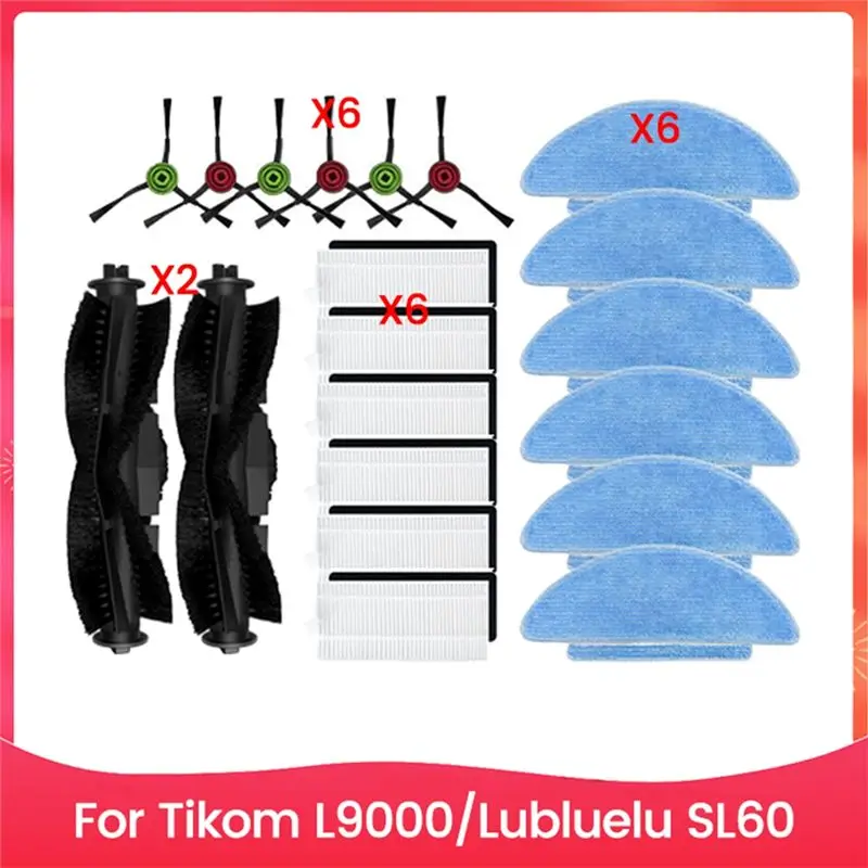 

ABKS-20PCS Brush Filter And Mop Cloth For Tikom L9000 For Lubluelu SL60 Vacuum Cleaner Accessories Replacement Parts