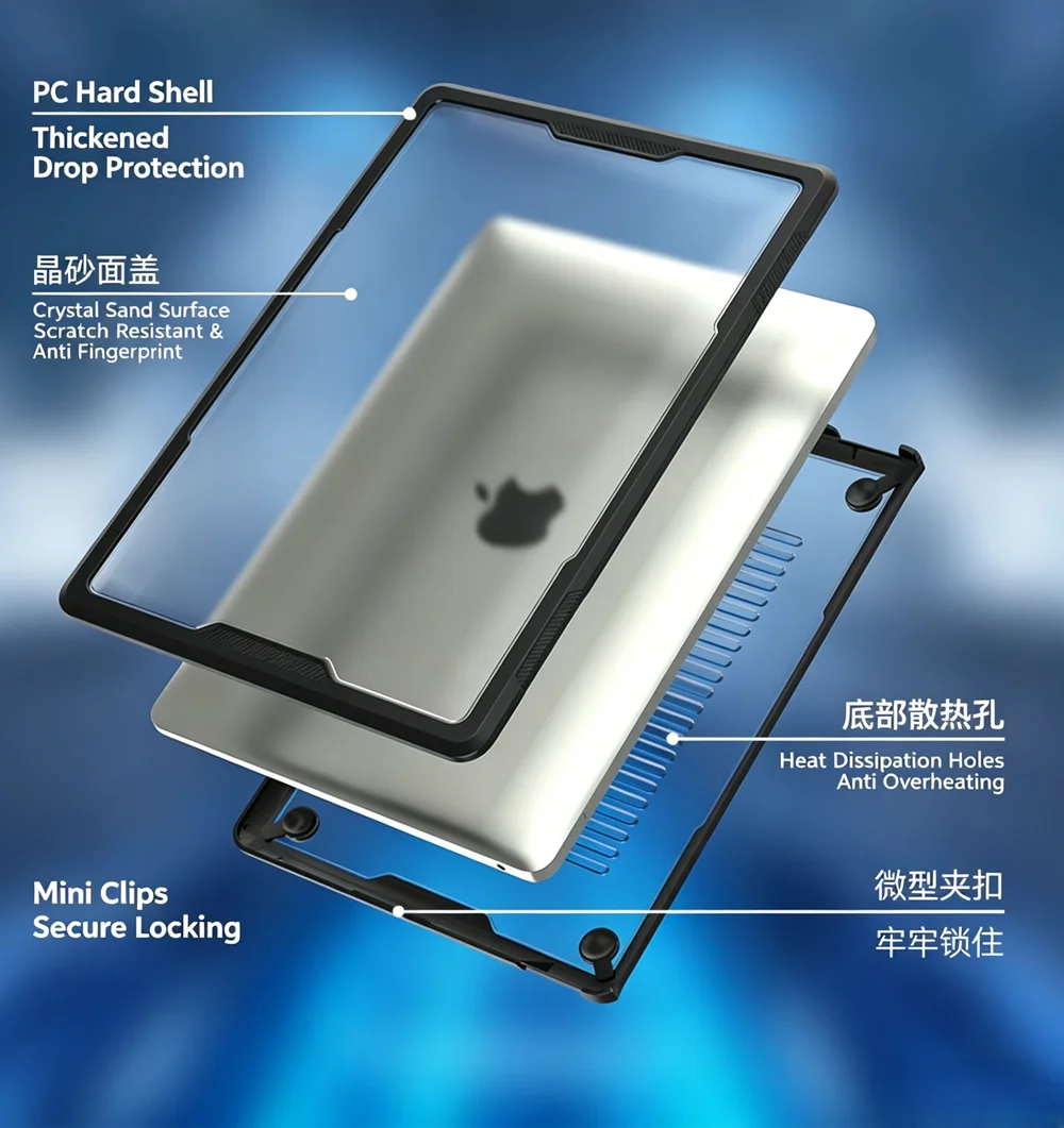 MacBookPro Protective Case, Clear TPU Black Edge Laptop Cover, Compatible withMacBookPro A1706/A1708/A1989/A2159/A2338, 13.3Inch