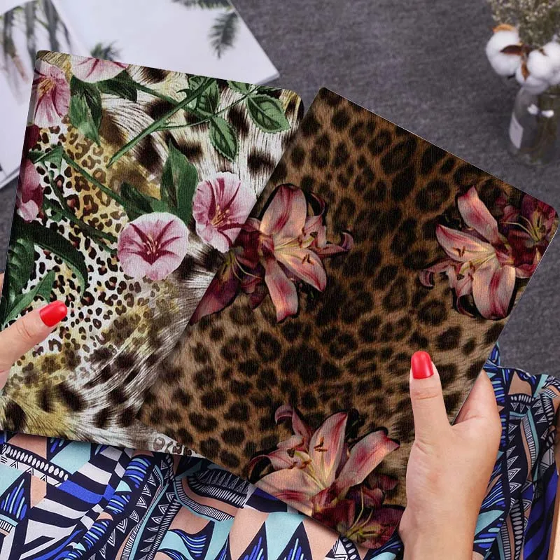 

Leopard Pattern Pink Lily Tablet Case For Lenovo Xiaoxin Legion Pad Tab Pro GT Y700 Gen4 2 11 P11 M10 K10 3rd Plus Gen Gift