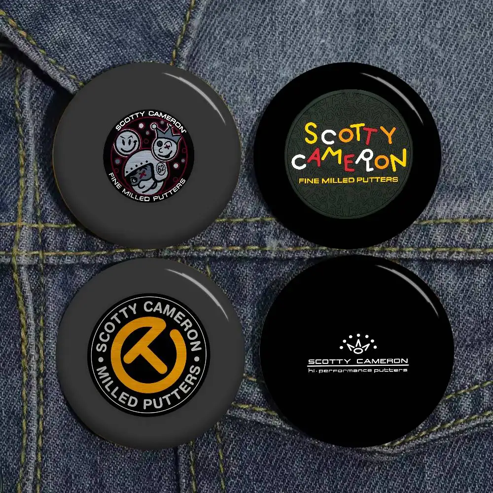 S-Scotty-Cameron Premium-Golf 32/44/58mm Handmade Pin Round Funny Snap-in Brooches for Backpack Cothes Badge Hat Decoration