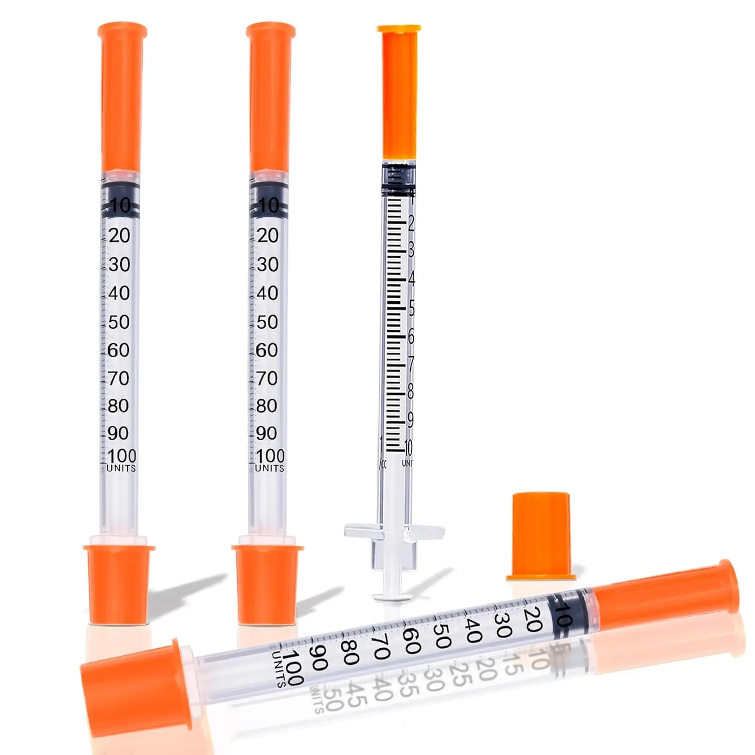 20 or 80 Pcs 0.5ml Disposable Veterinary Syringe with 31G 8mm Needle & Orange Cap, Individually Wrapped for Pet & Farm Animal Us
