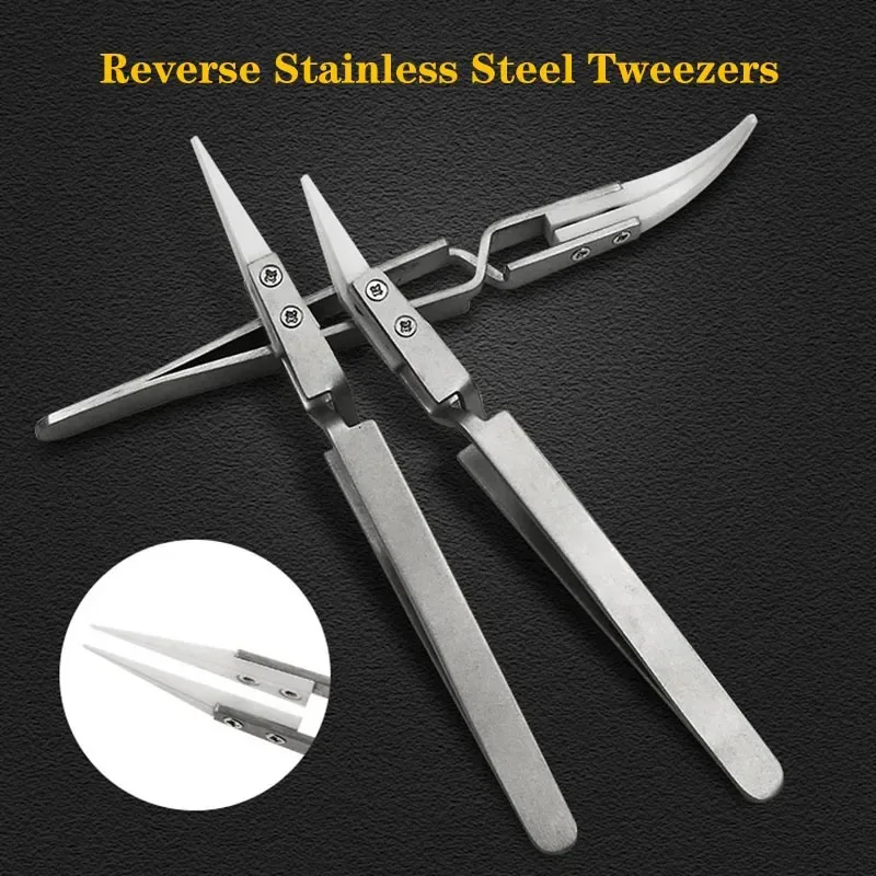 Stainless Steel Ceramic Tipped Tweezers Ceramic Fine Pointed Tip Heat Resistant Tweezer Tips Heat Pointed Resistant Components