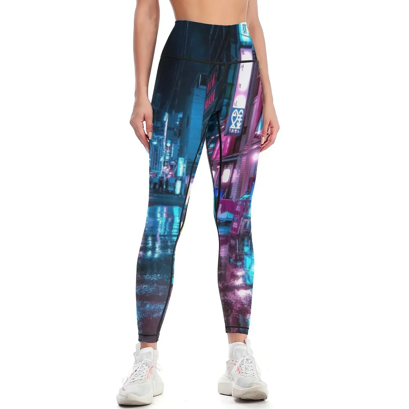 

Tokyo at Night - Shimbashi Leggings exercise clothing for workout shorts push up fitness joggers for Womens Leggings