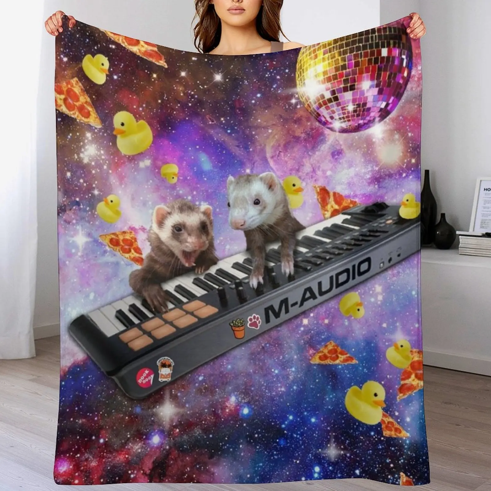 Galaxy Disco Ferrets Throw Blanket Soft Breathable Blanket for Night Sleeping