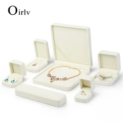 Oirlv White Velvet Jewelry Box For Ring Earrings Pendant Necklace Counter Display Suitble Proposal Anniversary White Jewelry Box
