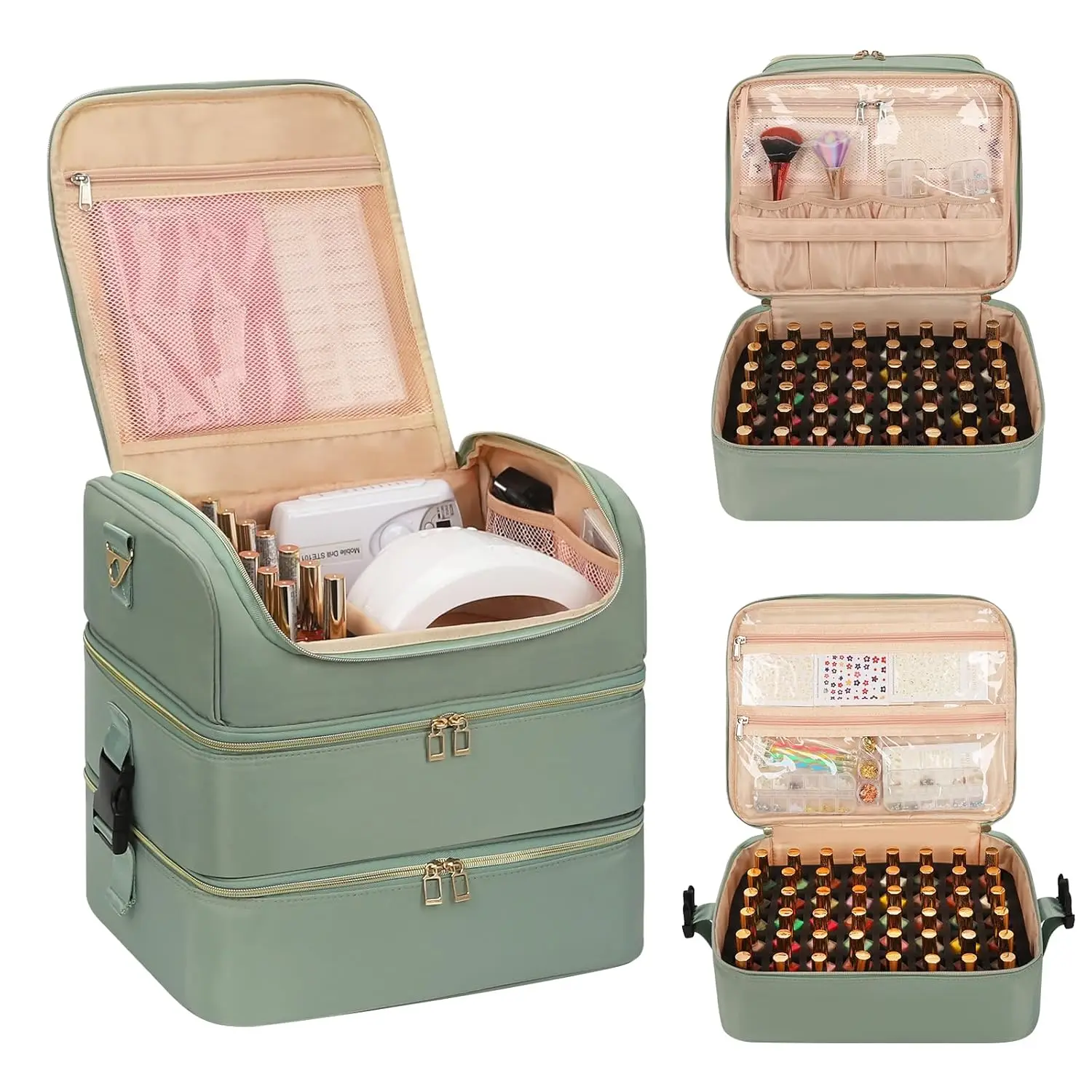 

Органайзер для лаков для ногтей, вмещает 117 флаконов и лампу для маникюра, дорожный кейс для хранения маникюрных инструментов