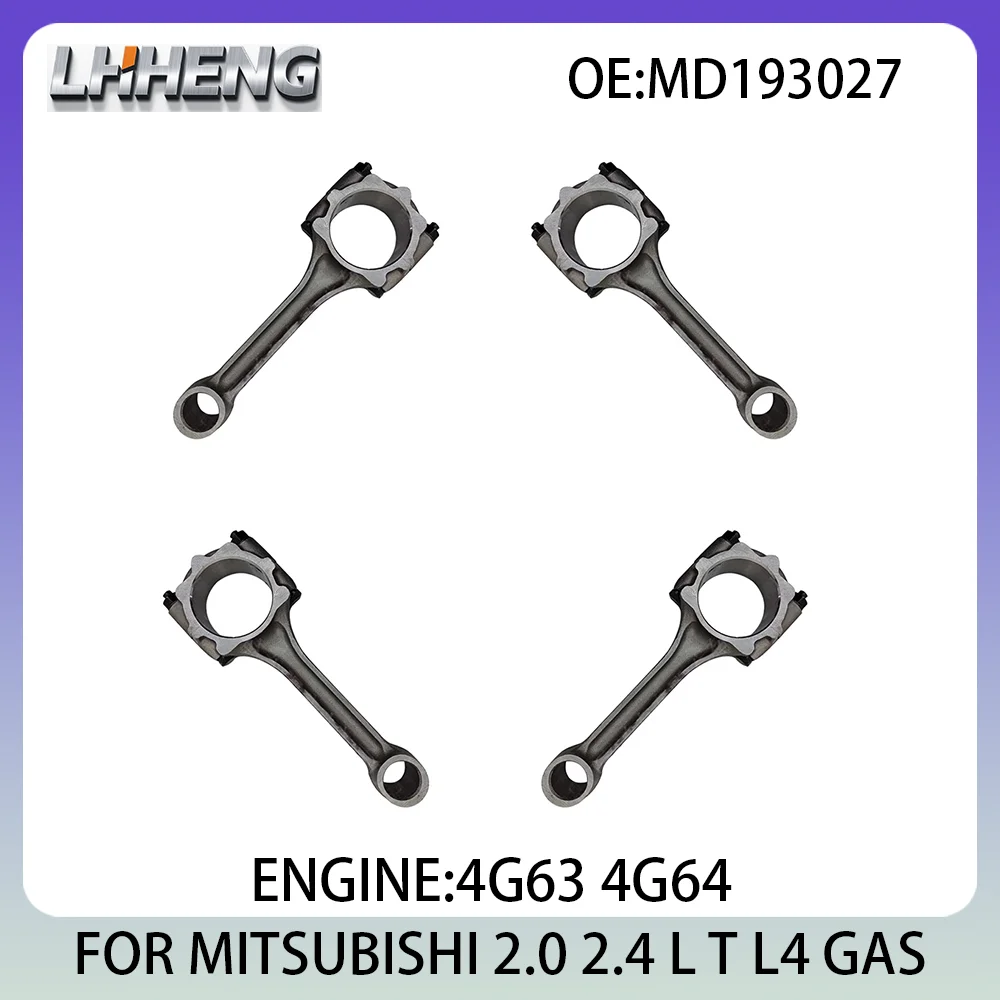 4PCS Connecting Con Rod New Set For MITSUBISHI DELICA GALANT L300 L200 L400 2.0L 2.4L 2.0 L T 2.4 L T 80-13 MD193027 4G63 4G64