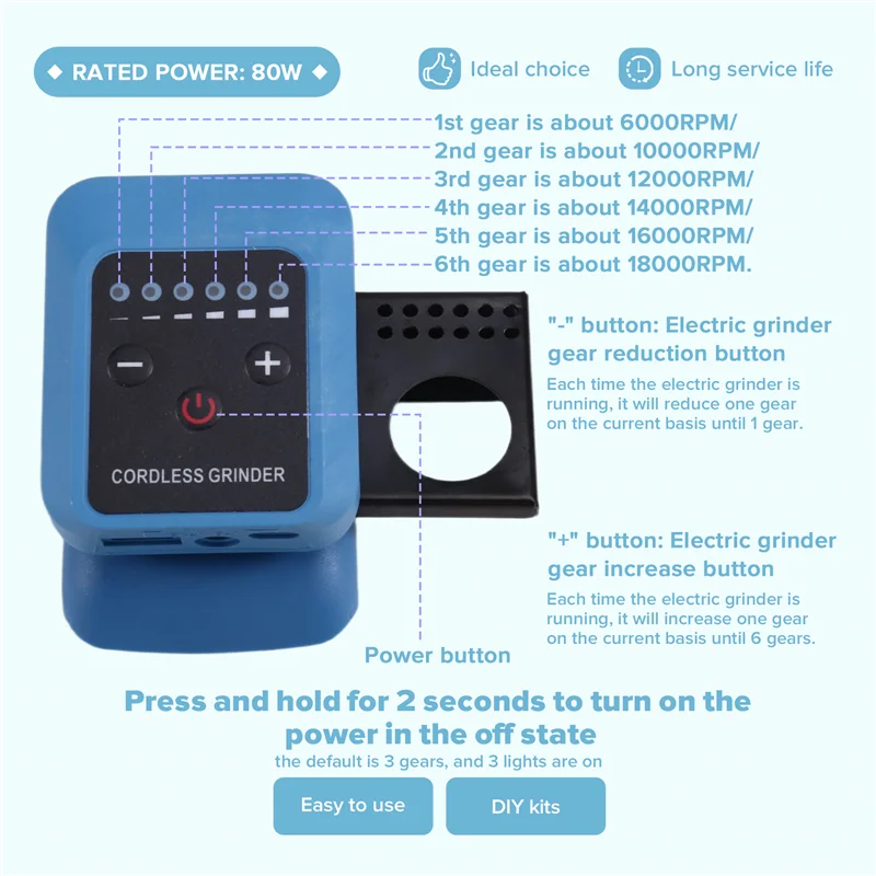 

VELIF-Electric Drill For Speed Adjustment Electric Grinder 18-21V For Battery Interface Small Electric Drill