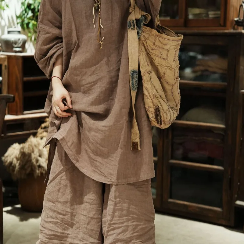 Women Fall Long Batwing Maxi Dresses Plus Size Chinese Side Button Vestidos 2026 New Female Loose Causal Linen One Piece Dress