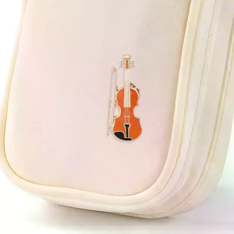 1Pcs Symphony Orchestra Badge Funny Musical Instruments Enamel Brooches Trumpet Clarinet Saxophone Violin Shaped Golden Pins - view 3