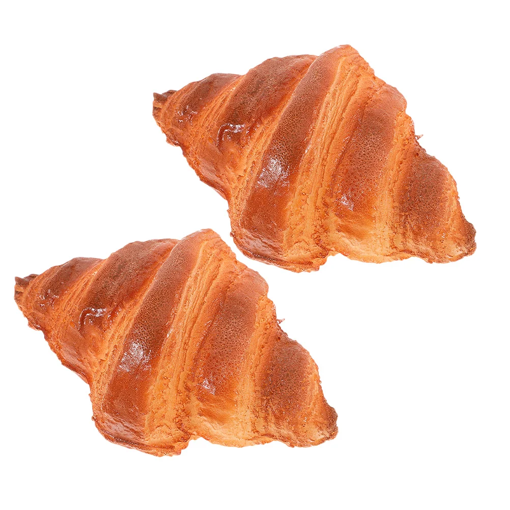 

2Pcs Artificial Croissant Bread Realistic PU Faux Rolls Bakery Kitchen Photo Props Display Decoration Fake Croissant Rolls