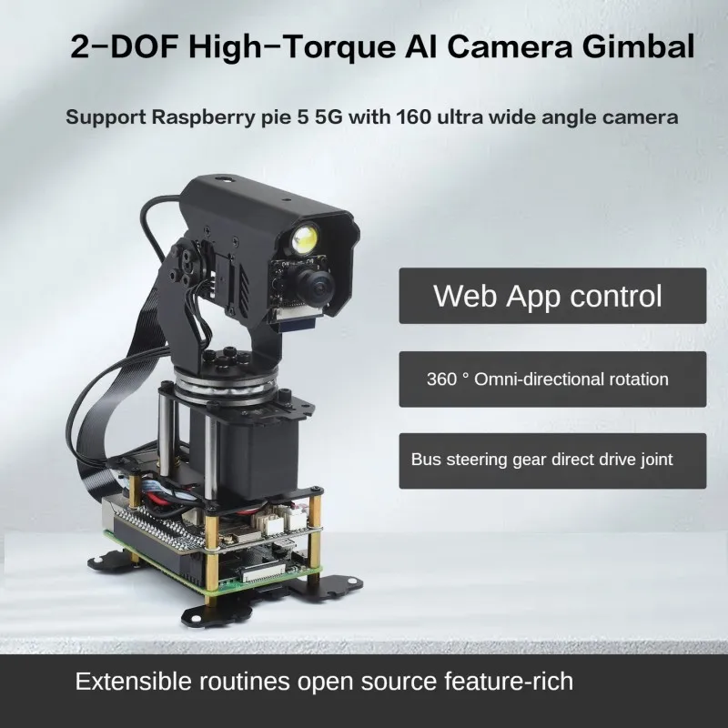 2 Dof Camera Gimbal Expandable High Torque Bus Servo 360 Degree Rotating Platform For Raspberry Pi 4B 5 Programmable Video Robot