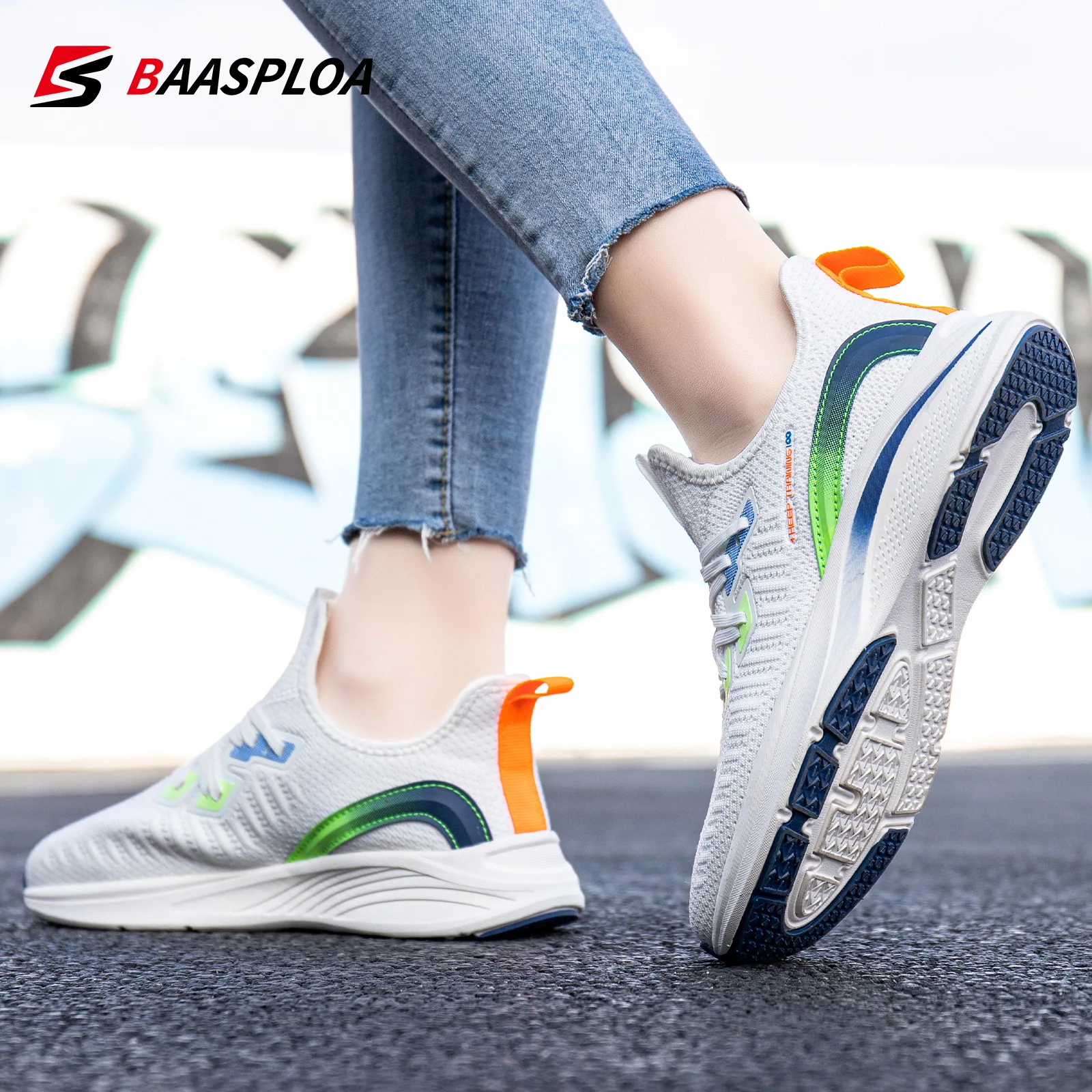 Baasploa Women Running Shoes Mesh Surface Breathable Comfortable Women\\\'s Non-slip Women\\\'s Outdoor Sports Walking Tennis Shoes