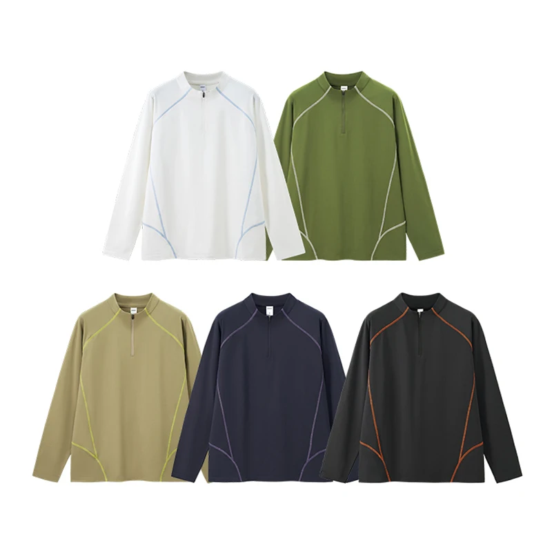 INFLATION Men's Windproof Long Sleeve T-Shirt 2025 Autumn High Neck Half-Zip Base Layer Outdoor Thermal Performance Top