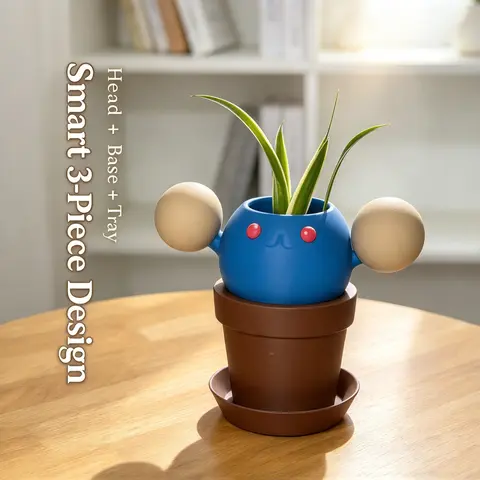 Cute Pokets Elf Flower Pot Succulent Planter Pot Cartoon Animal FaceIndoor Desktop Home Garden Decoration Gift For Kids Girls