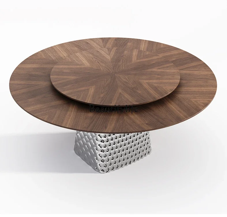 

French Retro round Dining Table Light Luxury Modern Simple Dining Round Table