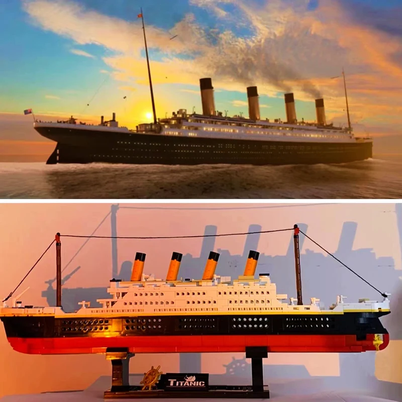 

City RMS Titanic Cruise Ship Mini Building Blocks Creative Expert Figures Boat Ocean Liner Model Micro Bricks Toys For Kid MOC