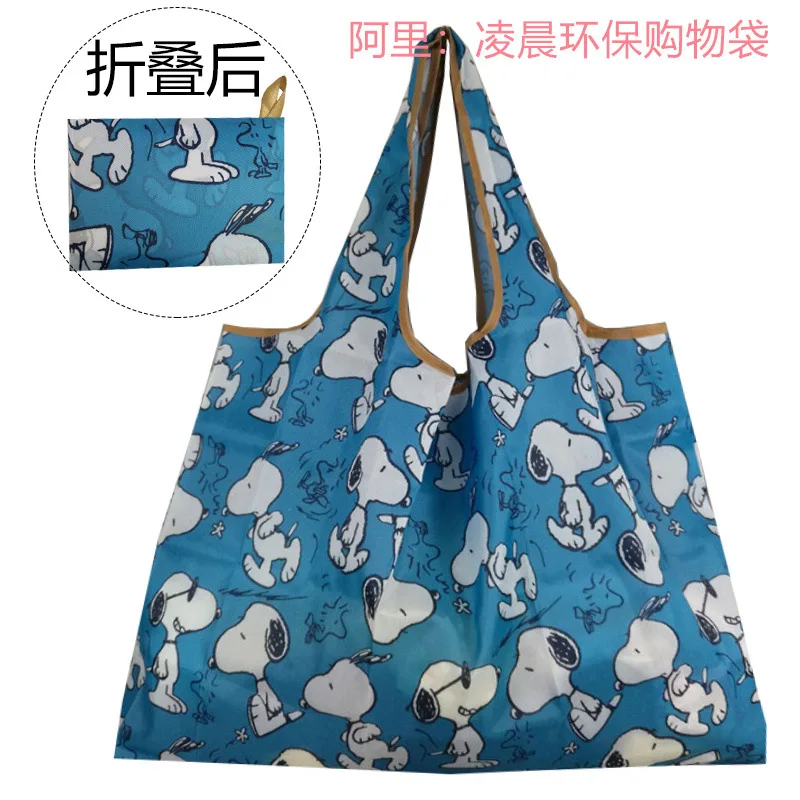 Snoopy Cartoon Foldable Shopping Bag Reusable Waterproof Polyester Big Size Thick Nylon Tote Portable Shoulder Women\'s Handbags